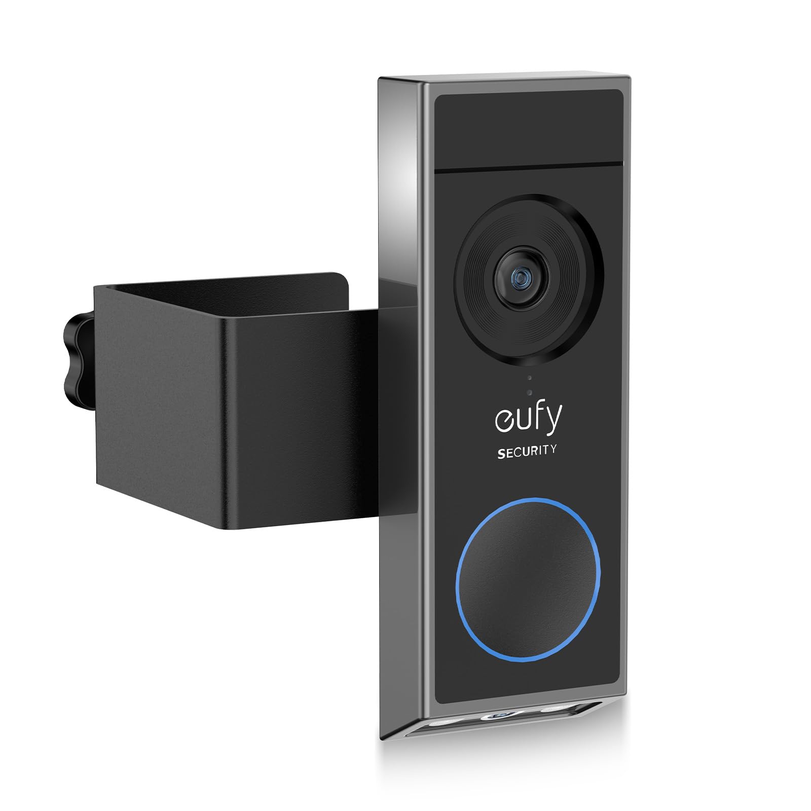 Anti-Theft Video Doorbell Mount Compatible with Eufy E340 - No Drilling Installation, Motion Sensor Unblocked, Adjustable Eufy Doorbell E340 Mount for Houses, Apartments, Rentals (Black)