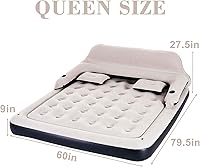 Vista 6 de Colchón de aire corto tamaño Queen Cama inflable con respaldo y almohadas, sofá cama inflable
