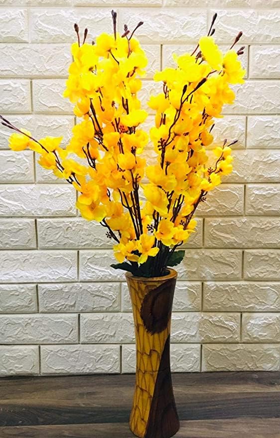 Image of Coolkart Orchid Artificial Flower Bunch, Yellow | Pack of 1 Bunch /7 Sticks, For Home Office Restaurant Decoration, Real Looking, Made in India