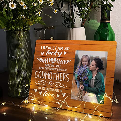 Image of Godmother Picture Frame - 'I Really Am So Lucky' - Mother's Day, Birthday, Christmas, Thanksgiving Gift from Godchild, Baby, Goddaughter, Godson