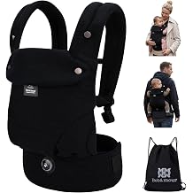Bebamour Ergonomic Baby Carrier for Newborn to Toddler, Adjustable Seat Width with One-Hand Knob, Front & Back Carry Infant Carrier, Soft Cotton & Breathable Mesh, 3.6 14.9kg, 4 36 Months, Black
