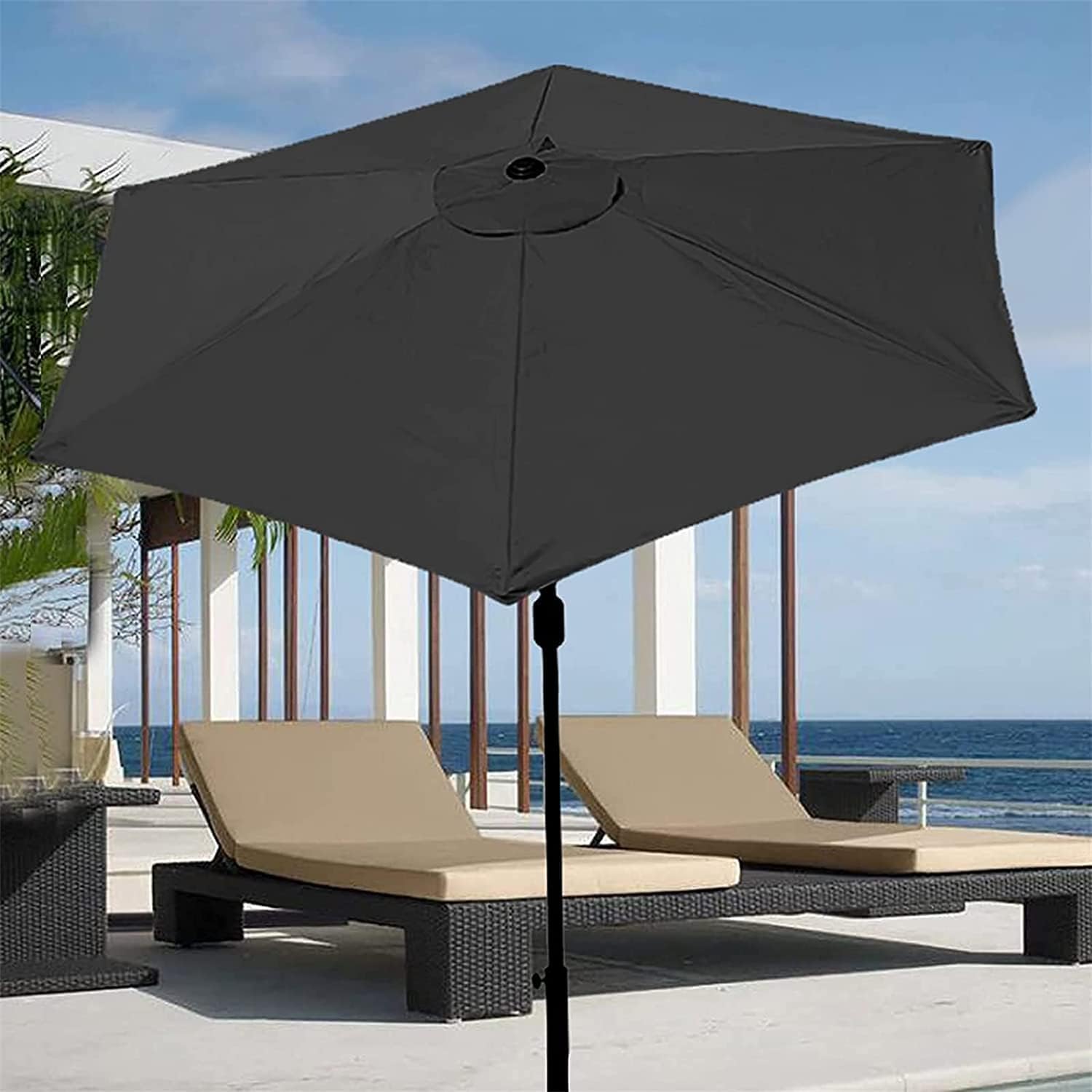Patio Umbrella Replacement Canopy Square Cantilever Top Cover Outdoor,Patio Umbrella Cover Replacement Waterproof Anti Ultraviolet Fabric Canopy for 2m 2.7m 3m 6 Arm Garden Parasol (Size: 2M