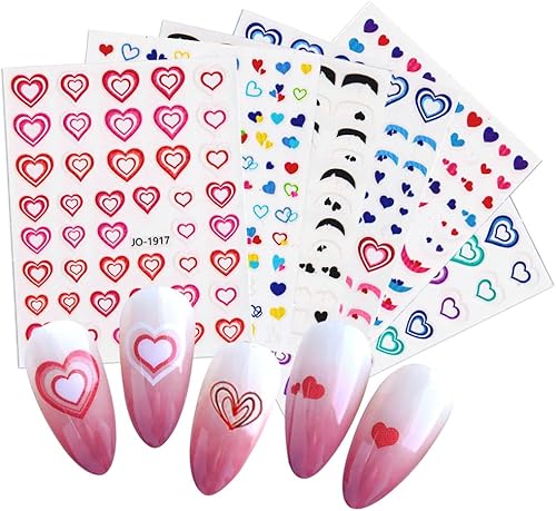 9 hojas de calcomanías de uñas para el día de San Valentín calcomanías autoadhesivas 3D para uñas de gel de San Valentín diseños de uñas de