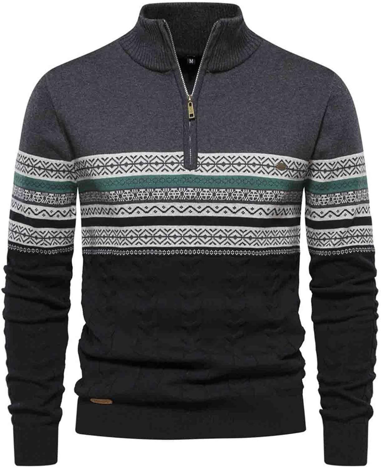 Autumn and Winter Stand up Collar Men's Sweater, Half Zipper Knitted Versatile Quarter Zip Pullover Men