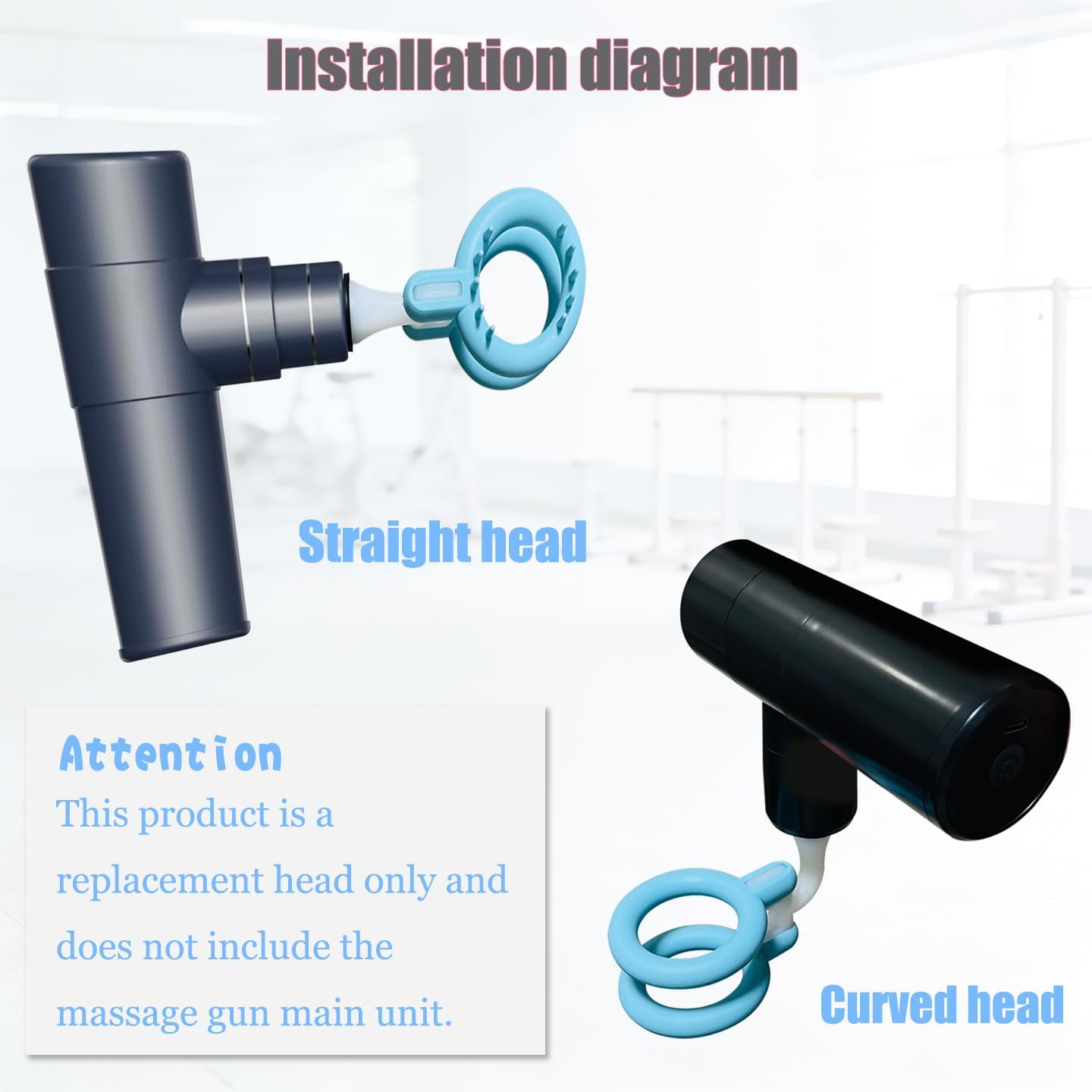 Massage Gun Head Attachment for 12-19mm Shaft, Replaceable Silicone Fascia Gun Head, Fitness Accessories for Muscle Relief (GM32mm1.26in)
