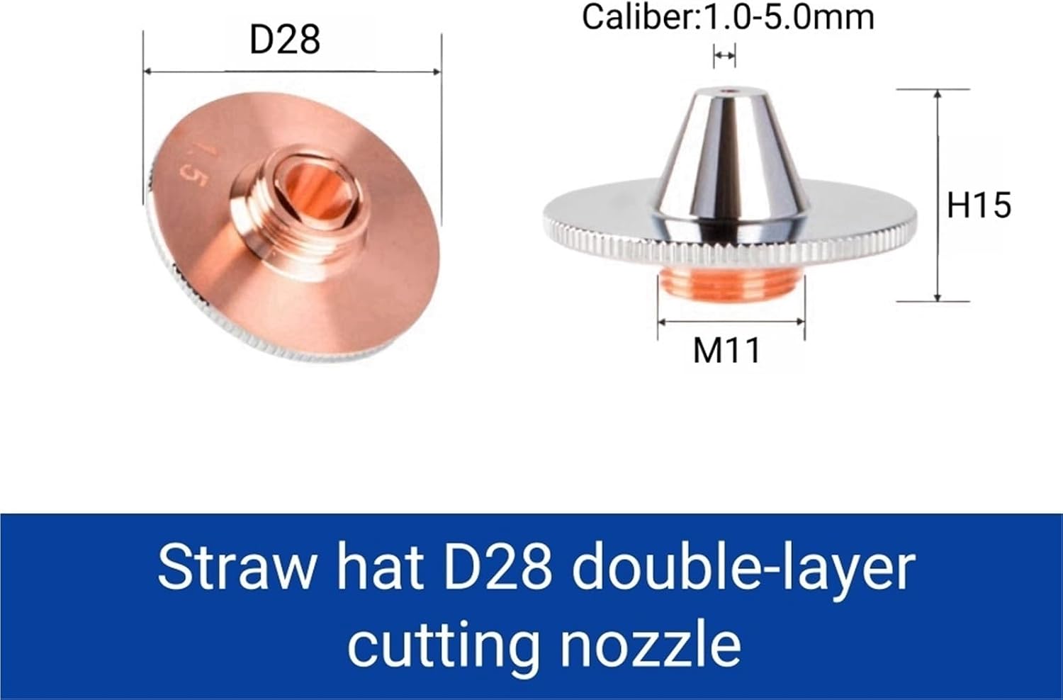 Raised Style Laser Cutting Nozzles D28M11H15 Single/Double Chrome Plateds 1Pcs