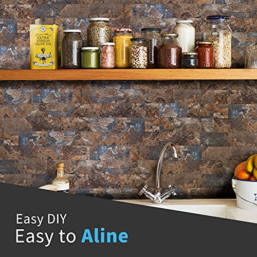 Art3D 10-Sheet Peel And Stick Backsplash Pvc Wall Tile, Stickon Tile For Kitchen Backplash, Bathroom Vanities, Fireplace Decor, Laundry Table, Stair Decals In Rust Slate, Plastic-Sheets #TOP3