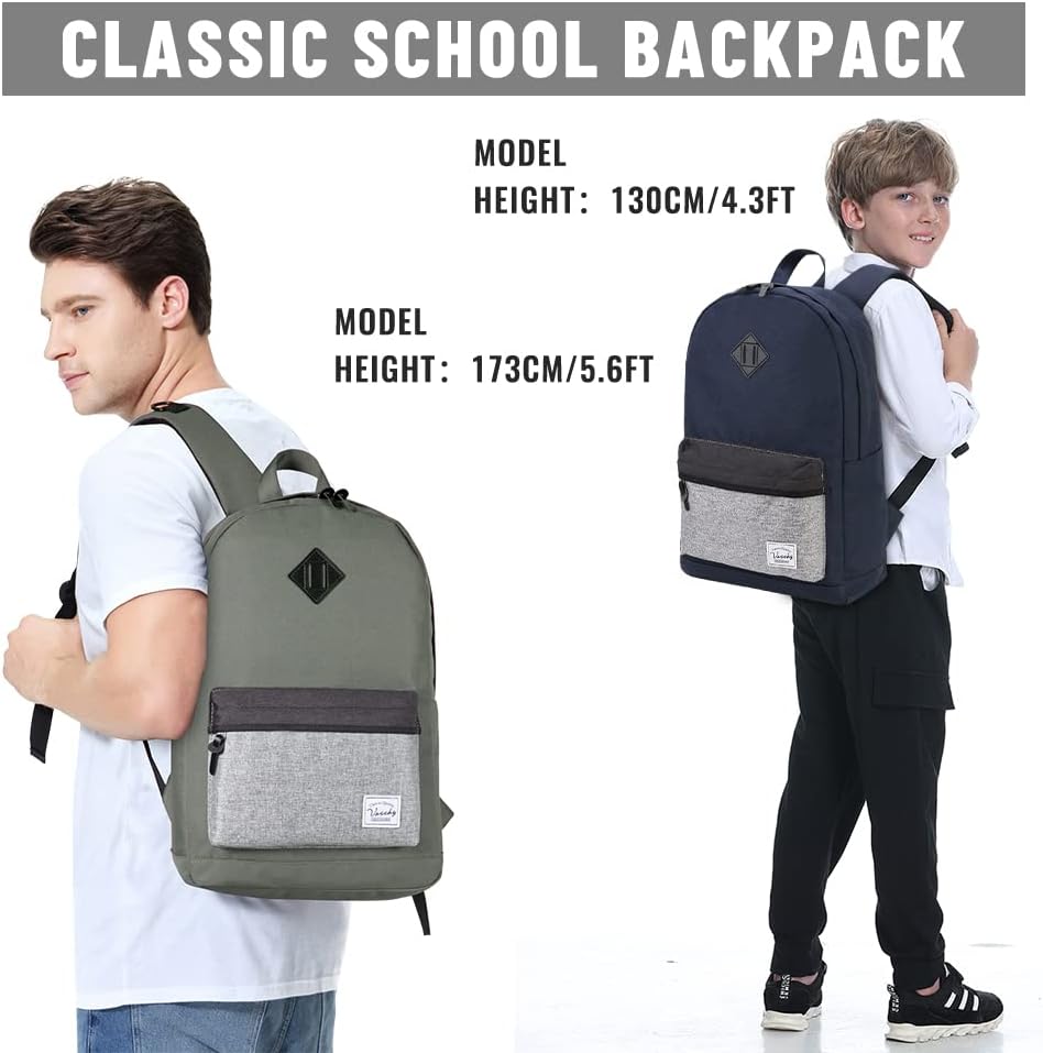 Miniatura 7 de VASCHY - Mochila escolar resistente al agua para hombres y mujeres, mochila informal para el trabajo, Gris, Mochilas Daypack