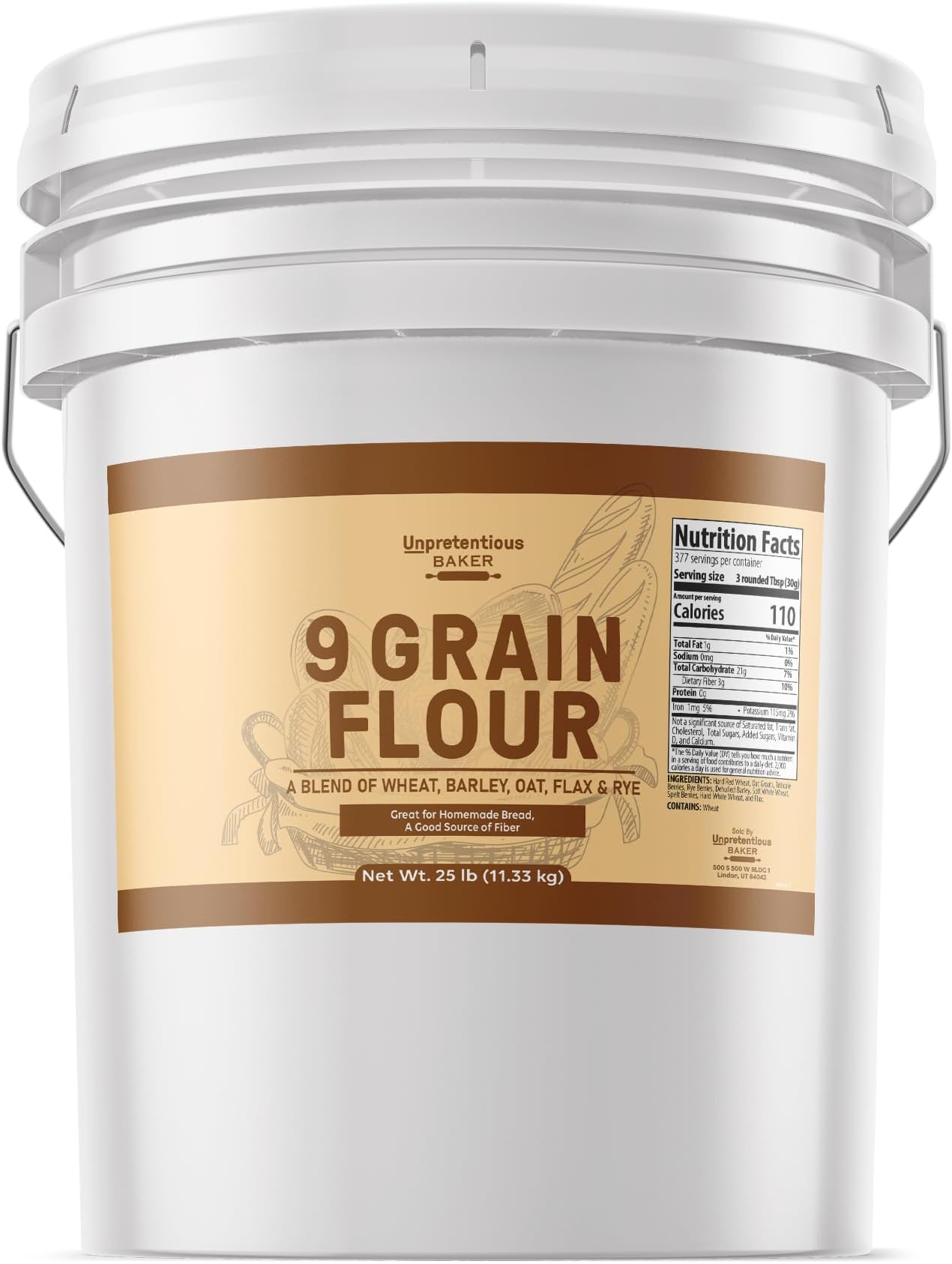 Unpretentious 9 Grain Flour 5 Gallon Bucket (400 Ounce)