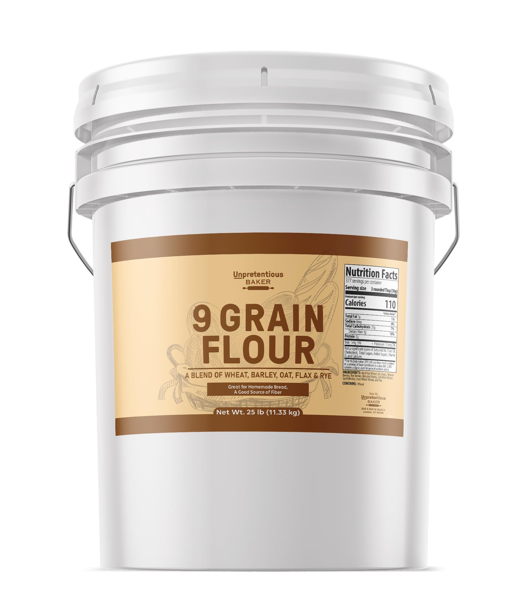 Unpretentious 9 Grain Flour 5 Gallon Bucket (400 Ounce)