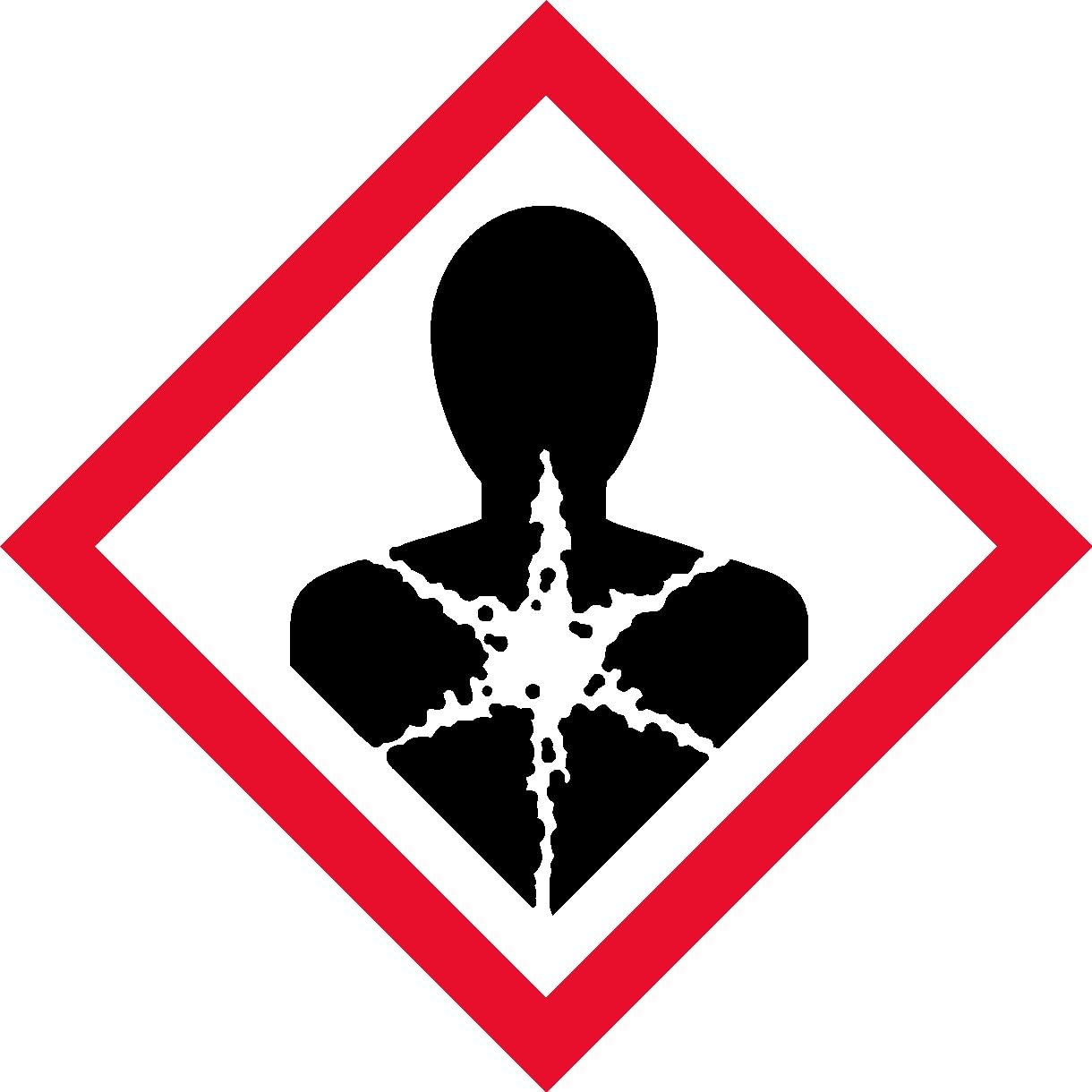 OSHA Compliant, GHS Health Hazard, Pictogram, Red Border, Black Symbol, Picto, White Base, Laminated, Safety Decal Label Vinyl Sticker, (4" x 4" (5 per))