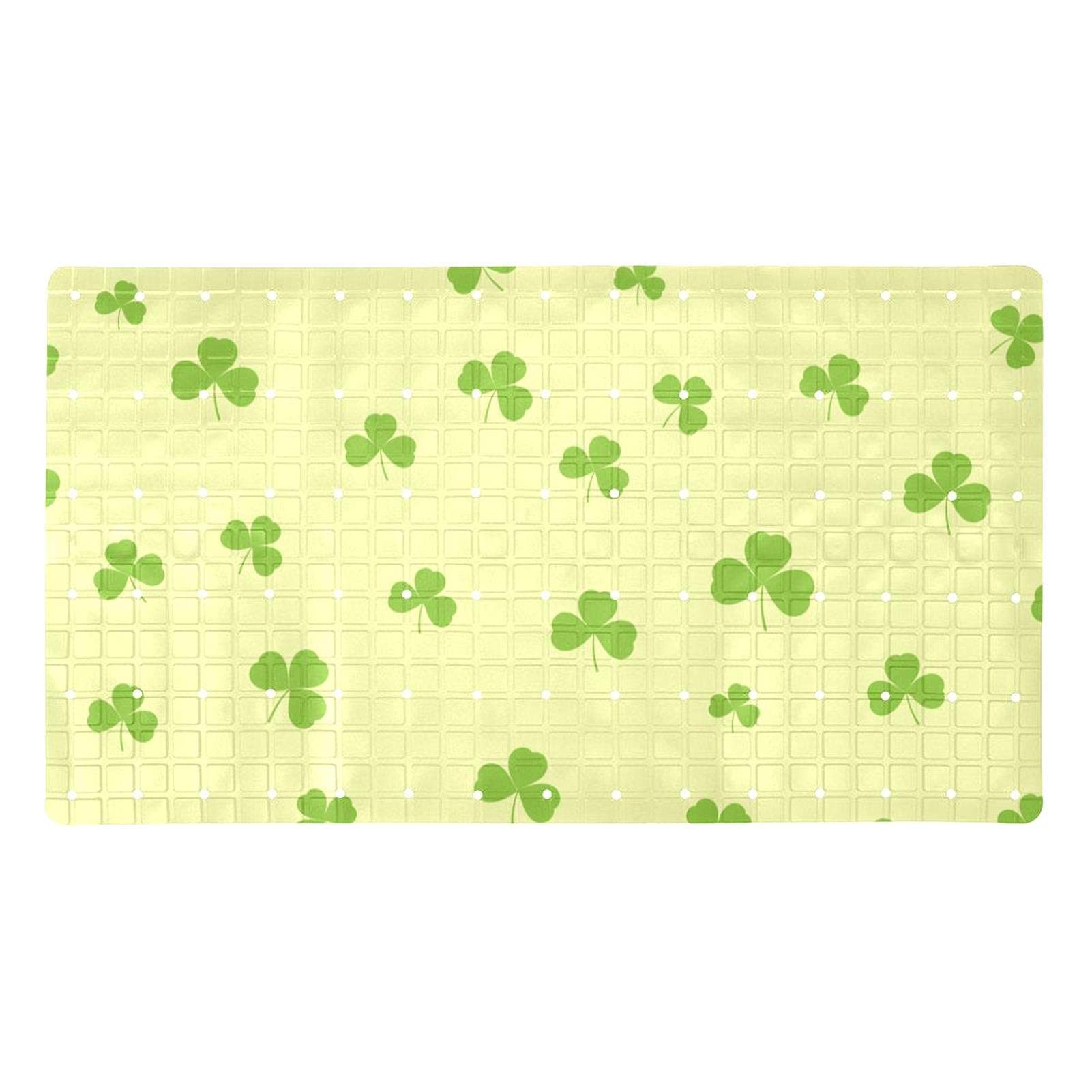Tapis de bain antidérapant rectangulaire en PVC avec ventouses motif trèfle