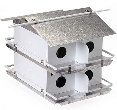 Birds Choice Purple Martin Bird House - Coates Original Bird House Design, 2 Floors / 8 Rooms, Assembly Required, Small, White/Grey
