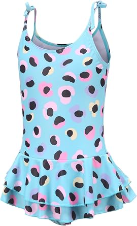 Girls One Piece Swimsuits Halter Bathing Suits Summer Rose Red Leopard Print Swimwear 2-14 Years