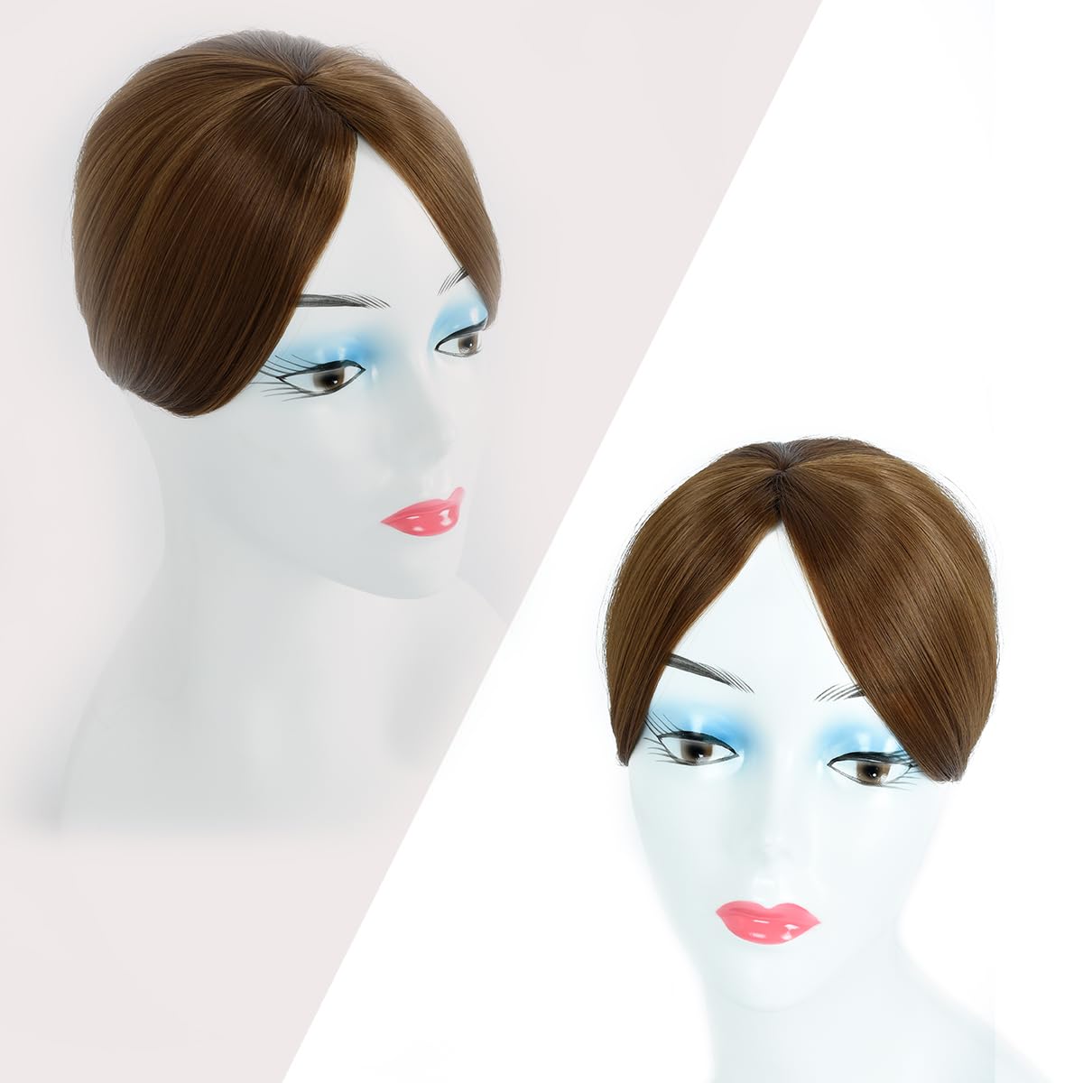 Yamel Hair Toppers for Women 2 Clips in Hair Pieces Synthetic Straight Wiglets Hairpieces for Thinning Hair Light Brown - Image 2
