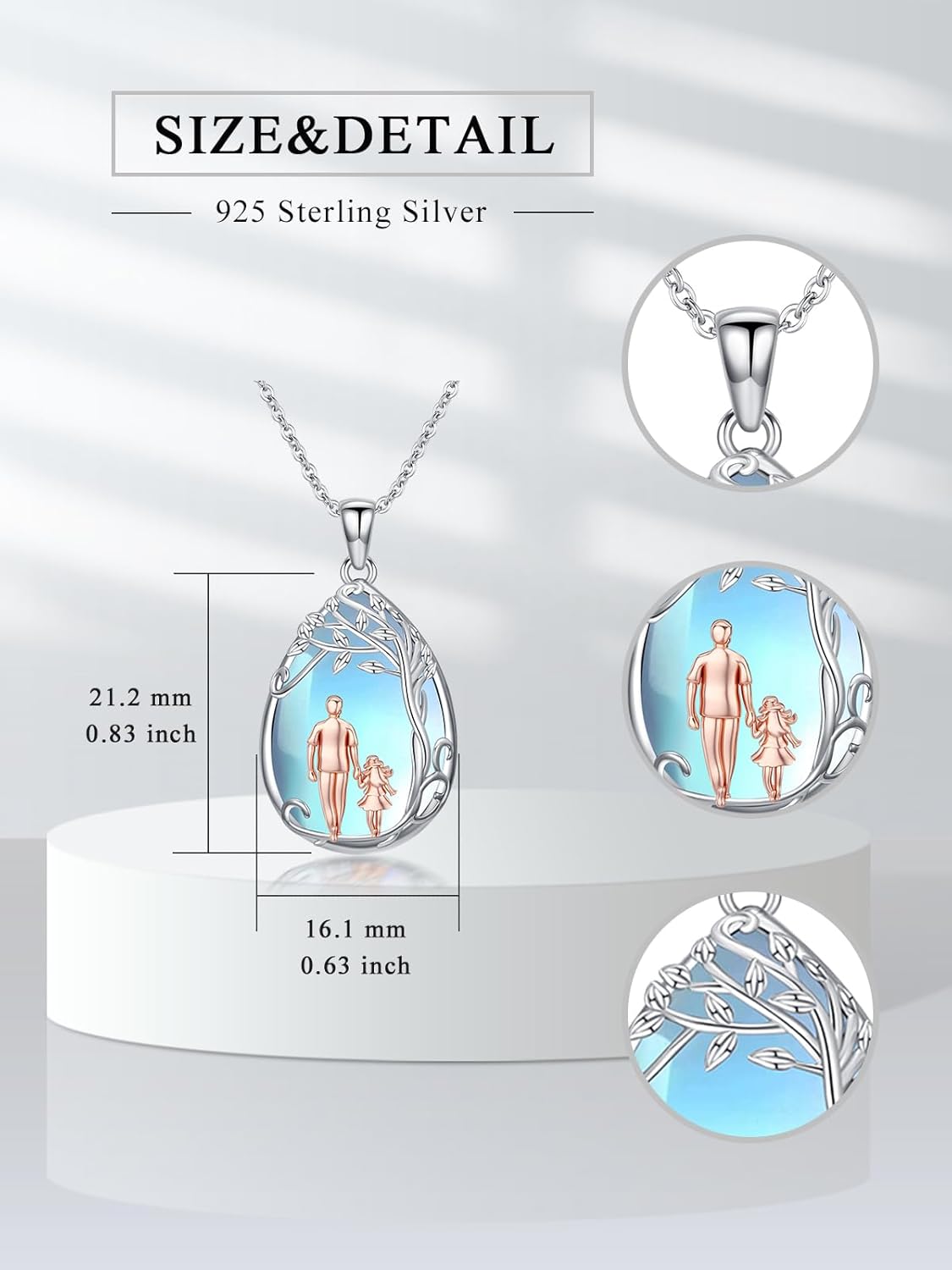 Dorunmo Father Daughter Necklace 925 Sterling Silver Family Necklace Daughter Christmas Jewelry Gifts for Her - Image 5