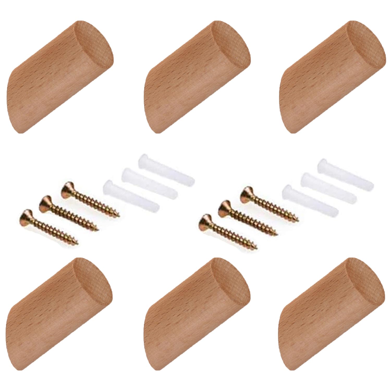 6 Pezzi Ganci Appendiabiti in Legno Naturale, Gancio Naturale Legno, Ganci Appendiabiti Legno, Faggio Naturale Appendiabiti per La Casa, Appendere, Vestiti Sciarpa, Cappello, Borsa（3 * 10cm）