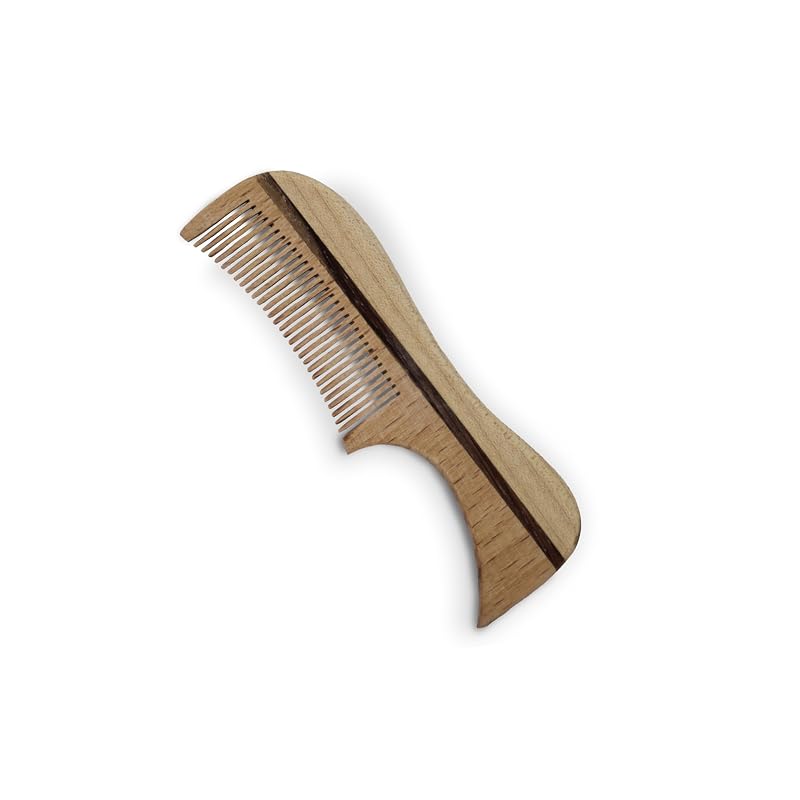 Pente de madeira de faia para bigode, dentes finos, 6,35 cm, ECO95