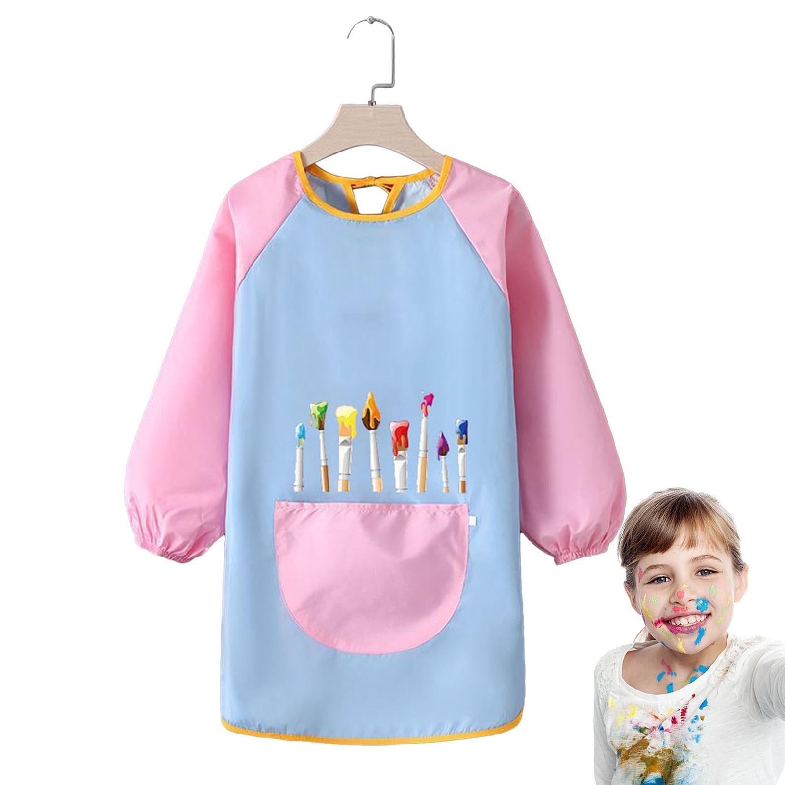 Bata De Pintura Infantil Impermeable Con Mangas, Bolsillo Grande Y Gorro – Delantal Escolar Para Niños De 80-100 Cm, Ideal Para Manualidades, Cocina Y Juegos Acuáticos