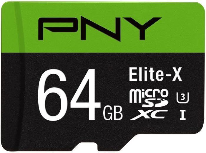 PNY Elite-X 64GB microSDXC Card with Adapter - UHS-I, U3 - up to 90MB/sec (P-SDU64U390EX-GE)
