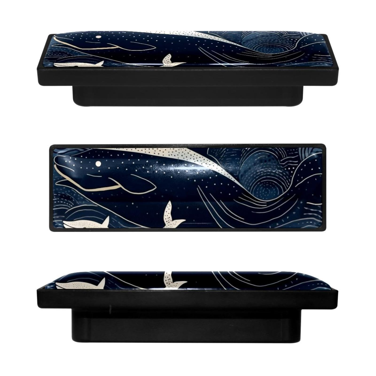 Boutons de placard de cuisine baleines bleues peints à la main pour commode chic