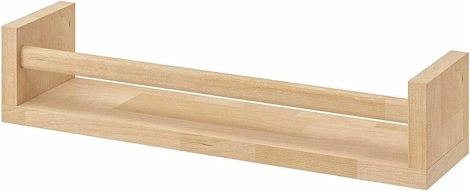 HOMION Spice Jar Rack Natural Wood Wall mounted spice jar racks multi use book shelf kids shelf kitchen bathroom (1)