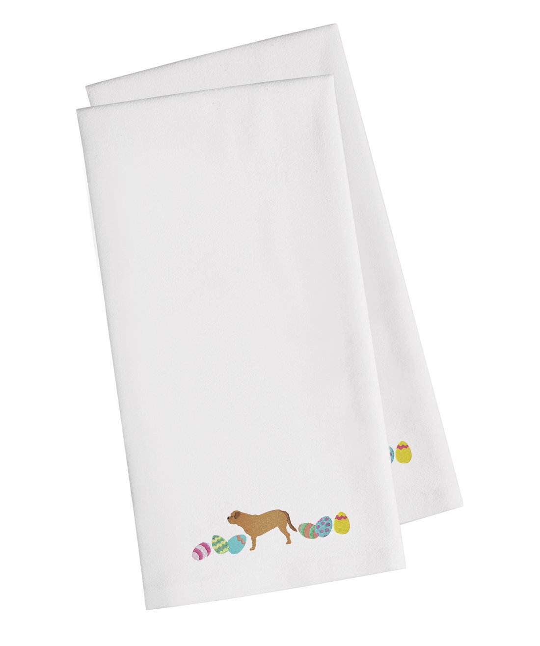 Caroline's Treasures CK1635WHTWE Lot de 2 torchons de Cuisine brodés Dogue de Bordeaux Pâques Blanc
