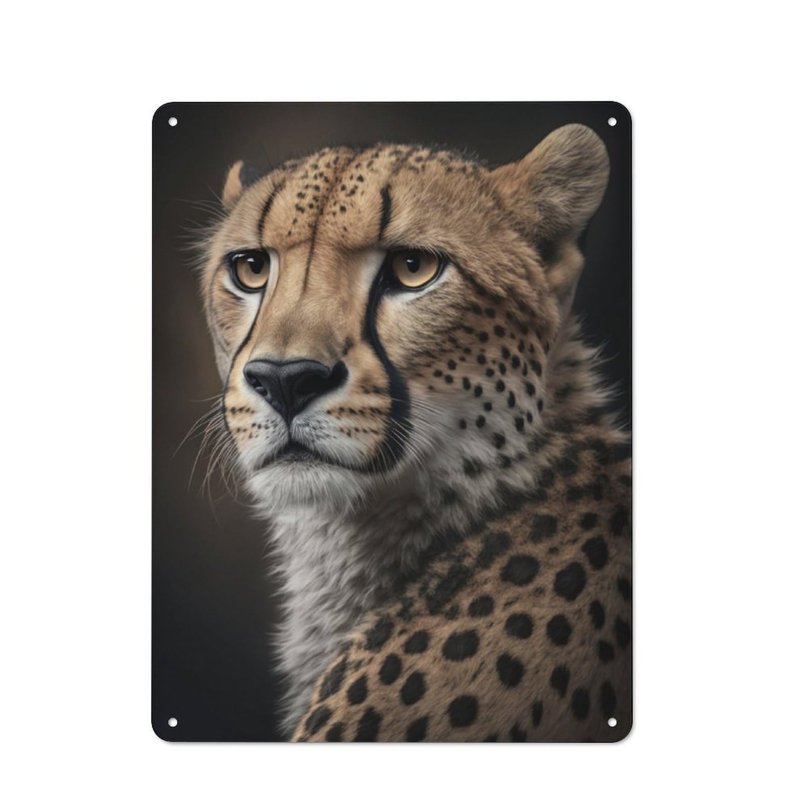 Junmoney Cheetah Portrait Retro-Style Tin Sign 40X30cm For Man Cave Or Games Room, A Metal Wall Feature For Games Rooms And Man Caves