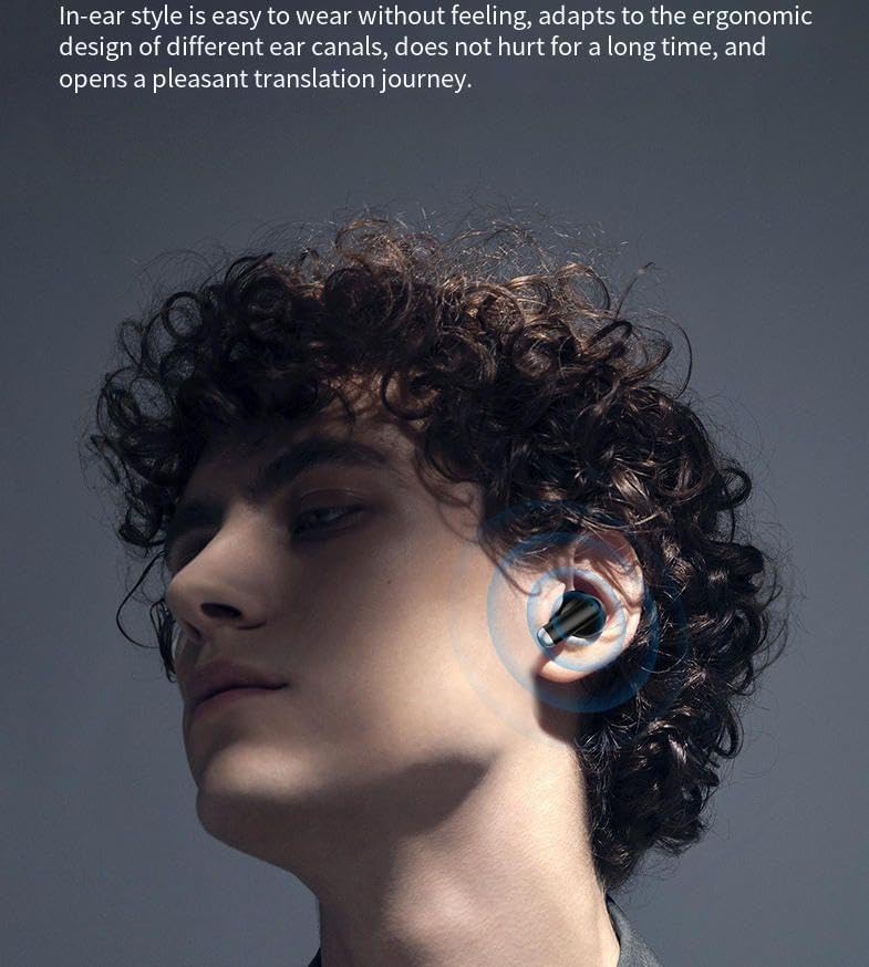 Wireless Translation Earbuds Bluetooth Headphones with HiFi Stereo Sound,Built-in ENC Noise Cancelling Mic,Deep Bass Stereo Bluetooth Earphones for Phone Laptop Running Workout,Black