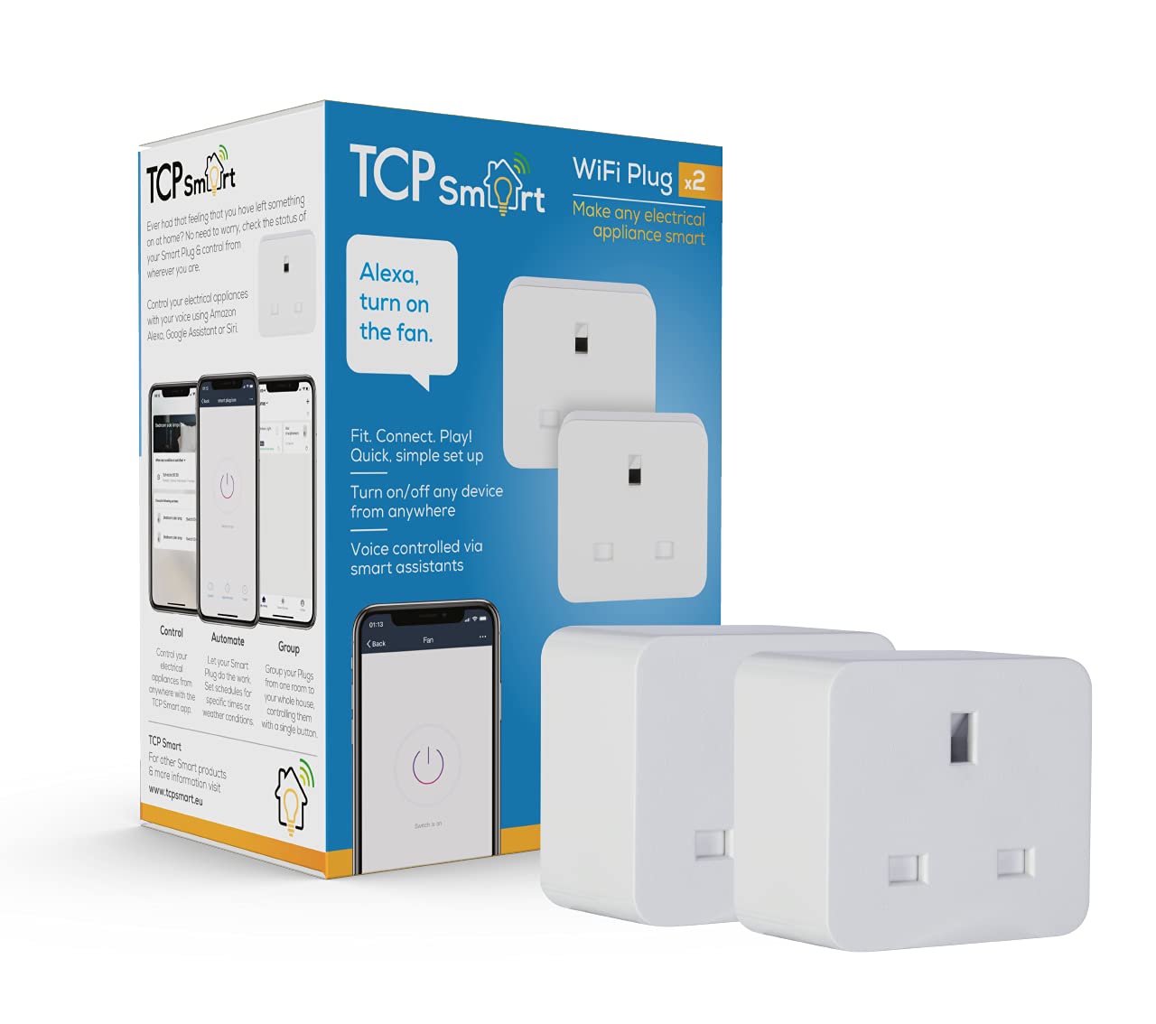TCP Smart WIFI Plug Single White UK 2PK, TAYWISSINWUK2P