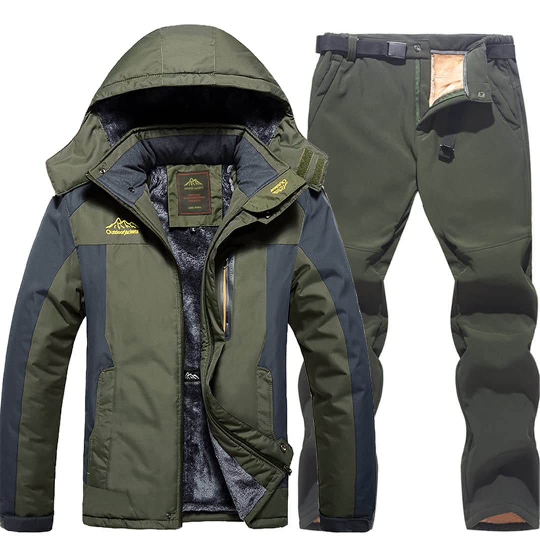 Herren Winter Outdoor Anzug Set - Thermo & Winddicht, Slim Fit Jacke Mit Hose Für Wandern & Freizeit