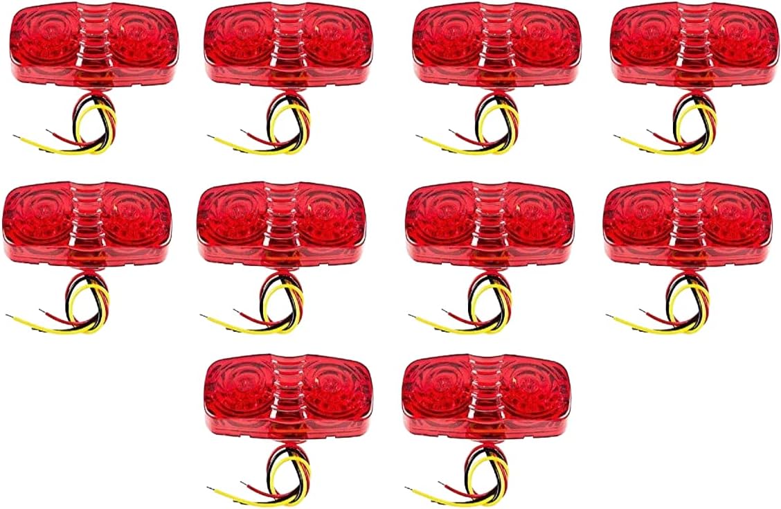 10x Trailer Marker LED Light Double Bullseye Red 12 LED