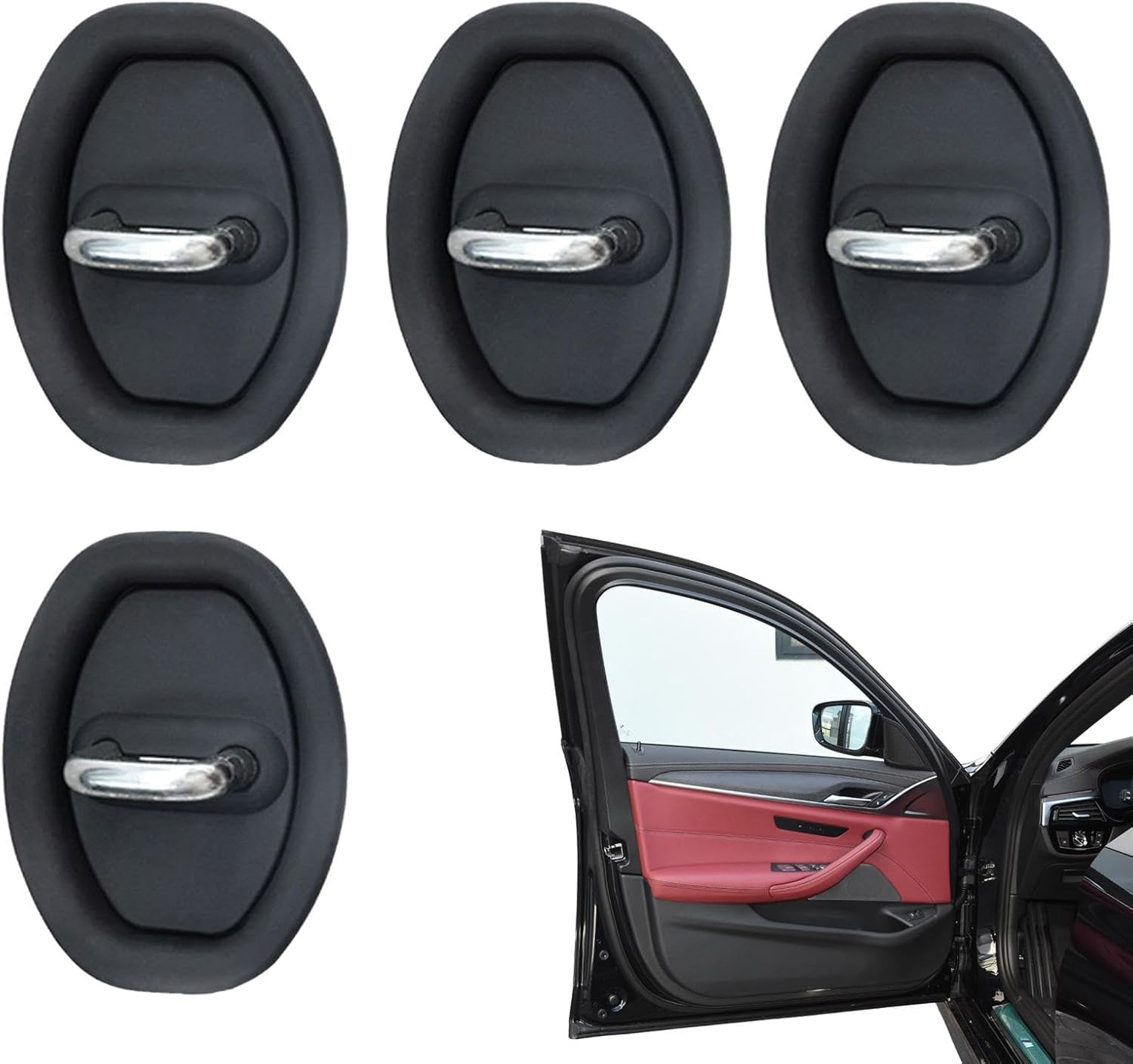 ZCCZQF Car Door Lock Protection Pad for Mercedes Benz GLC C V A B Serie W205 W246 W447 X156 C117 X253 C253, Silent Shock Pads Silicone Door Lock Protector, Protect Car Lock,A/Black