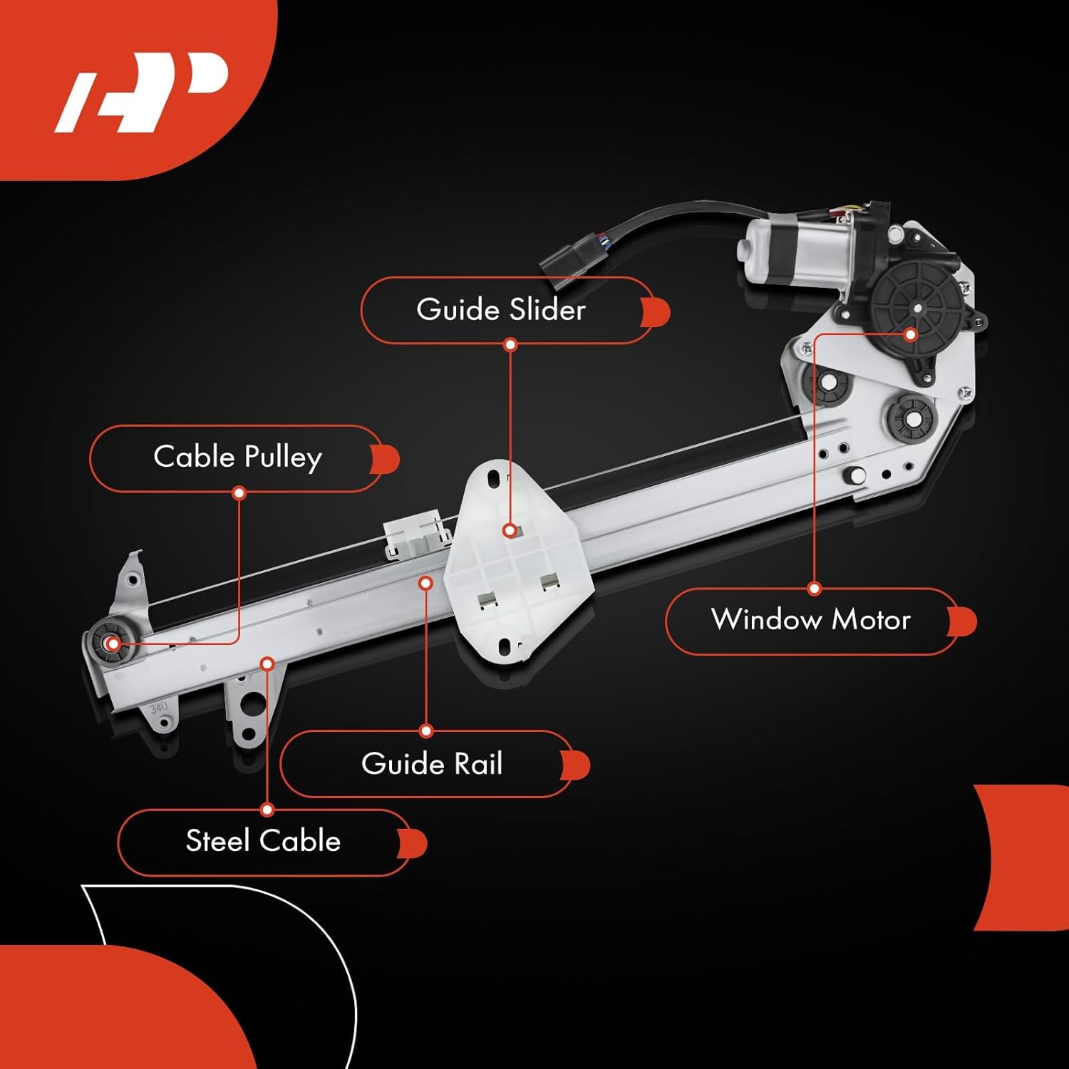 A-Premium Power Window Regulator with Motor Front Passenger Side Compatible with Honda Accord 2008 2009 2010 2011 2012, Sedan 4-Door, Front Right Passenger Side
