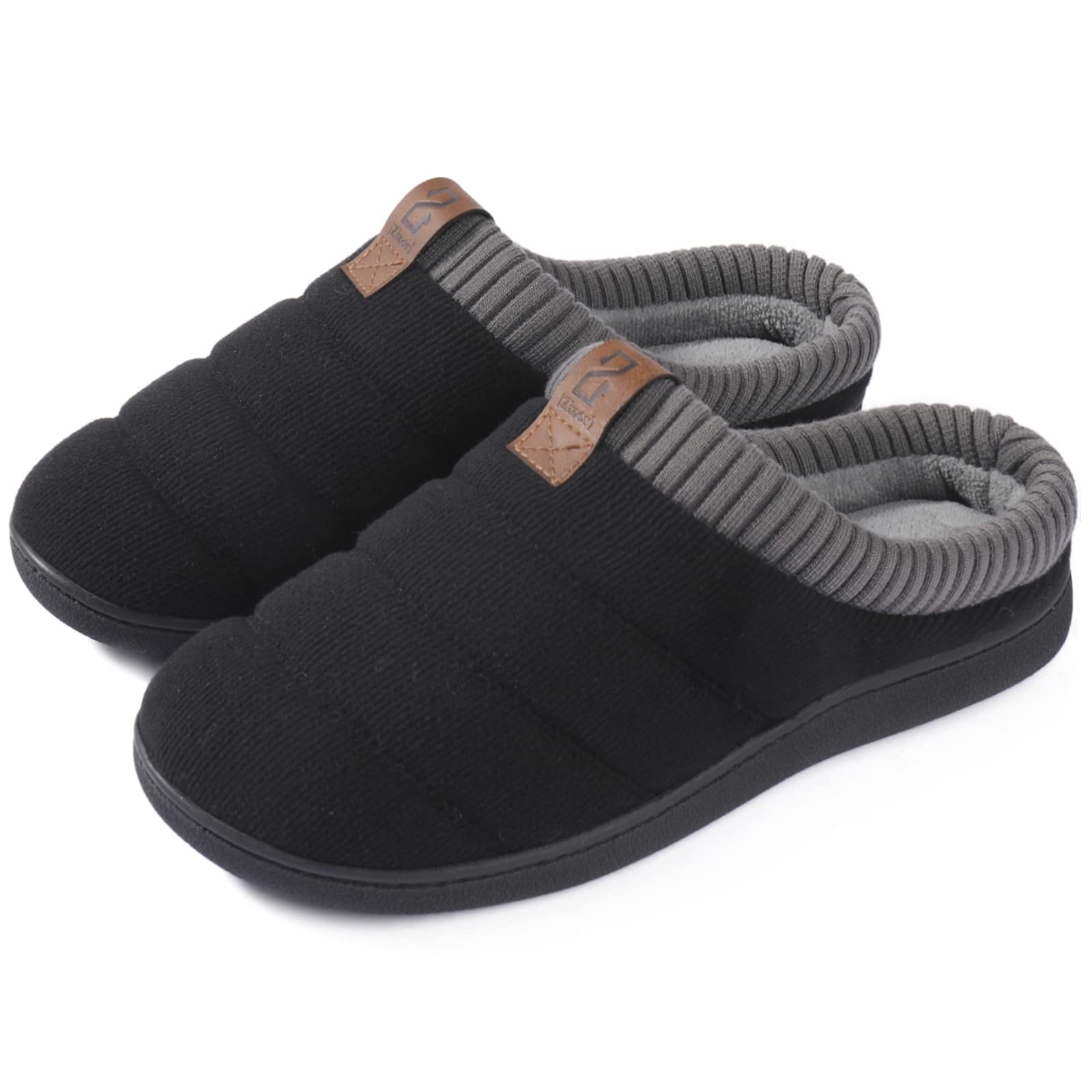 ZizorMen's Closed-Tone Knitted Threaded Slippers with Vertical Stripes