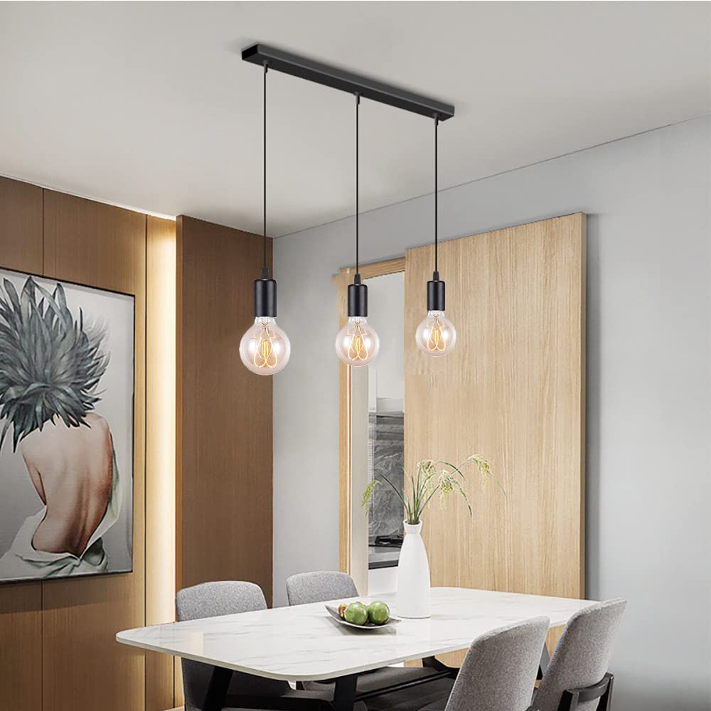 Lampada a ragno moderna nero Lampadario a sospensione metallo, illuminazione industriale a soffitto, lampadario E27 3 luci per soggiorno ristorante camera da letto sala da pranzo