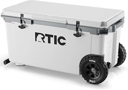 RTIC 72 Quart Ultra-Light Wheeled Cooler Hard Insulated Portable Ice Chest Box for Beach, Drink, Beverage, Camping, Picnic, Fishing, Boat, Barbecue, 30% Lighter Than Rotomolded Coolers