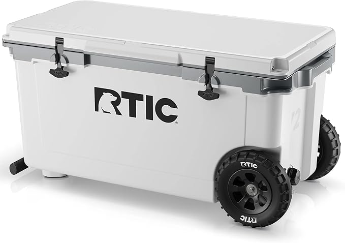 RTIC 72 Quart Ultra-Light Wheeled Cooler Hard Insulated Portable Ice Chest Box for Beach, Drink, Beverage, Camping, Picnic, Fishing, Boat, Barbecue, 30% Lighter Than Rotomolded Coolers