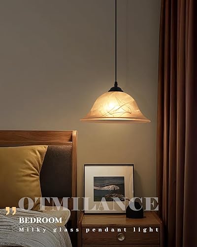 Miniatura 4 de Luces colgantes de cocina sobre la isla, luz colgante de vidrio blanco de 11.8 pulgadas, luces colgantes de cocina, paquete de 2, luces colgantes