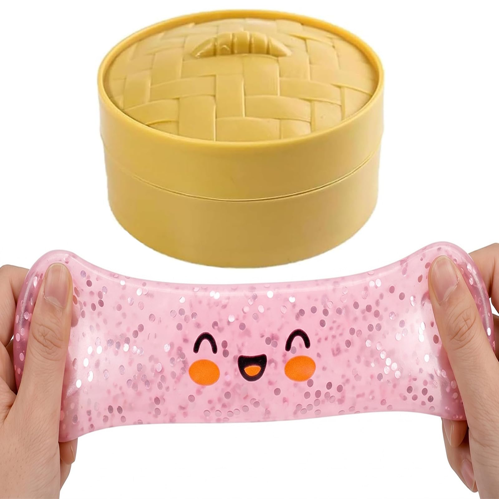 Glitter Pink 10CM Squishy Stress Toy Steamer Soft Squeeze Decompression Dough Fidget Toys for Relaxation Boys Girls Home Office Classroom — image 1