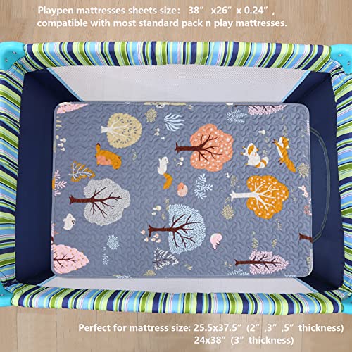 Padded Pack N Play Sheets Breathable Thick Pack And Play Mattress Protector, Quilted 38X26” Playard Sheet Fitted For Graco, Portable Mini Cribs And Foldable Mattress Pad, Soft Playpen Mattresses Cover #TOP2
