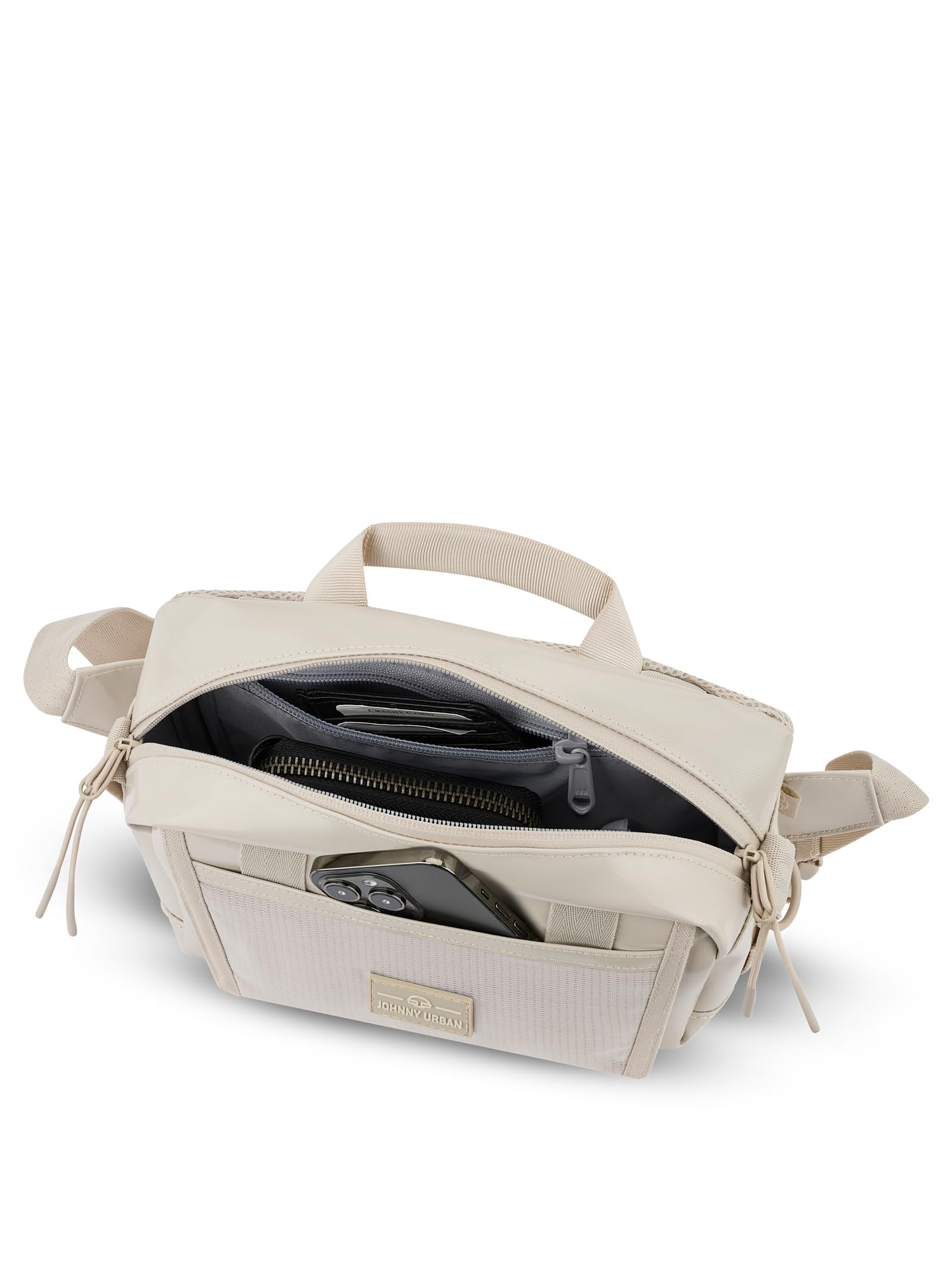 Johnny Urban Borsa da Manubrio Bici Donna Uomo Beige - Nelson - 2 in 1 Borsa da Bici e Borsa a Tracolla - 4 Litri - Borsetta per Manubrio Anteriore - Idrorepellente