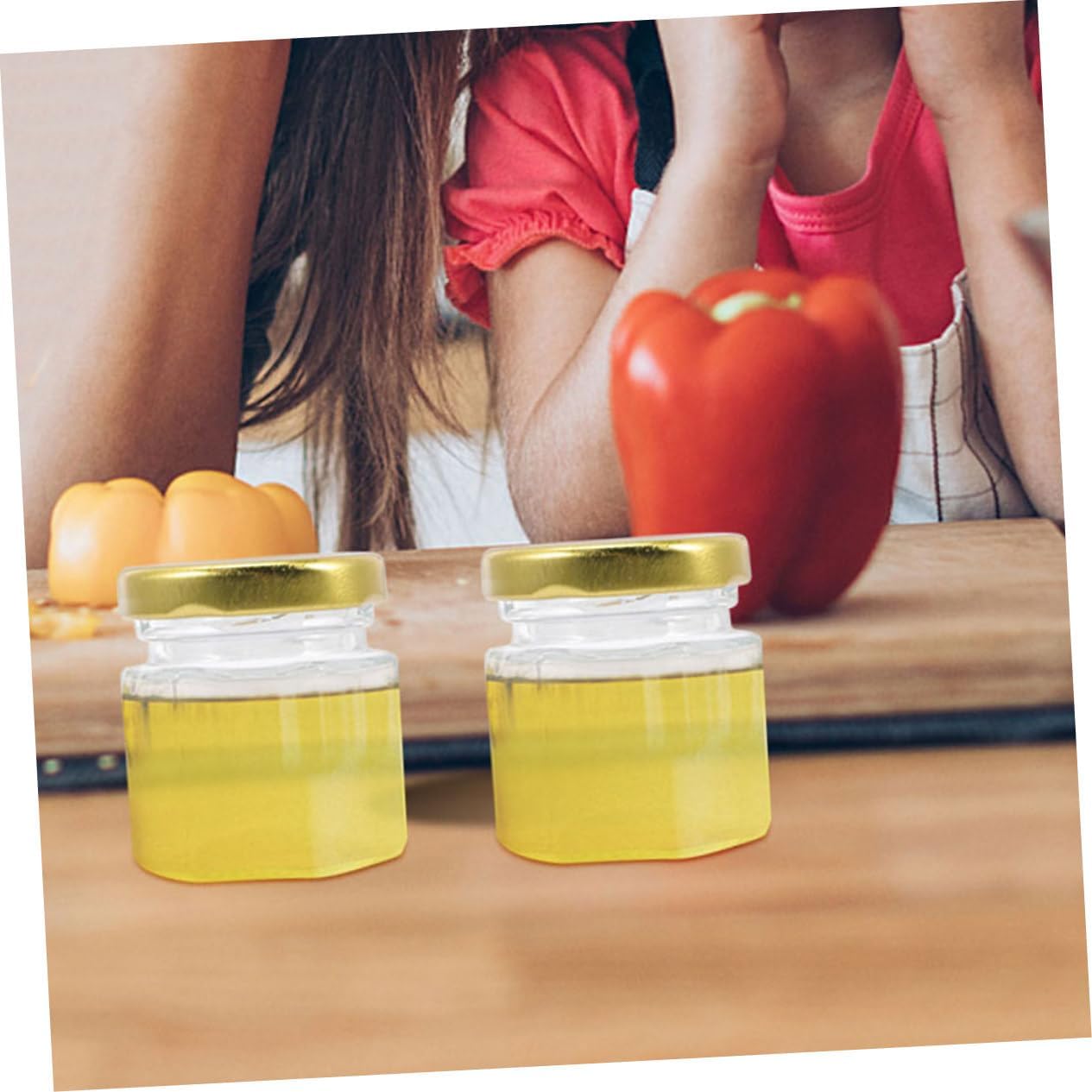 Zerodeko 24pcs Hexagon Glass Honey Jars Lids Design Food Storage Containers for Honey Jam and Spices Reusable Easy to Clean Multi-use Kitchen Organizers