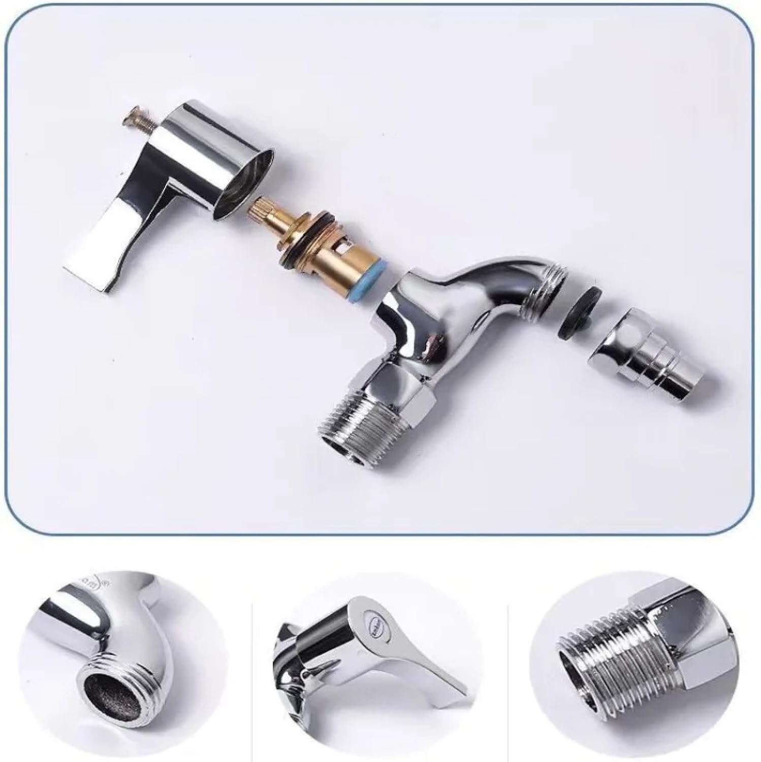 Chrome Brass Wall Mounted Washing Machine Faucet, Dual Outlet, Ceramic Valve, Single Handle, 1/2" Universal Interface (Washing Machine fauc)