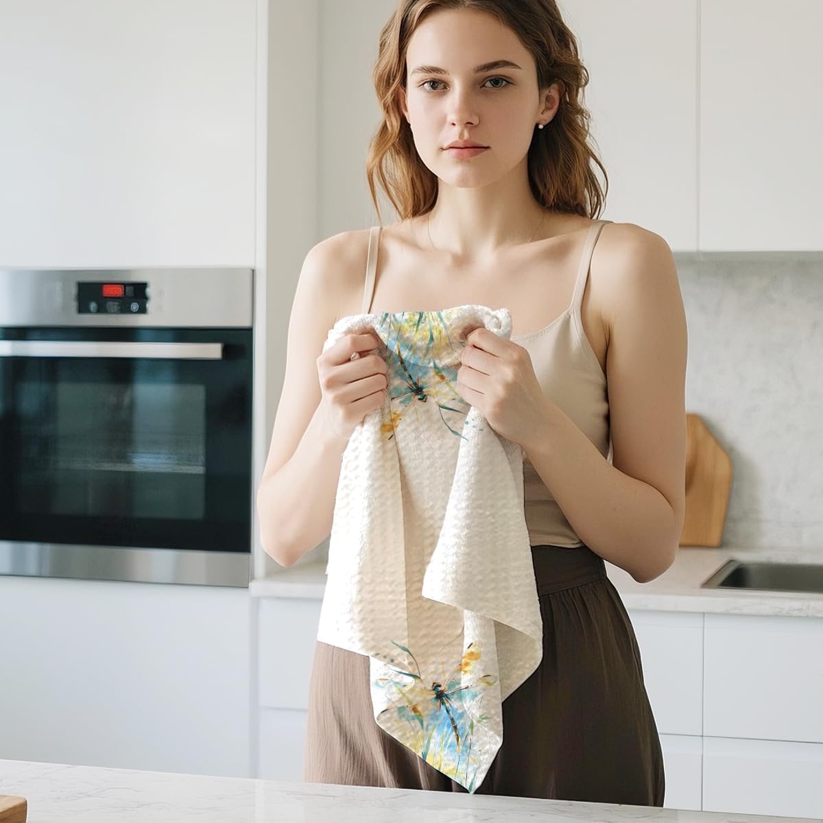 2Pcs Dragonfly Kitchen Towels 24x14 Inch, Watercolor Style Waffle Hand Towels for Kitchen Home Farmhouse Decor, Absorbent Microfiber Dish Cloth Tea Towel, Dragonfly Gifts for Women Mom Grandma - Image 6