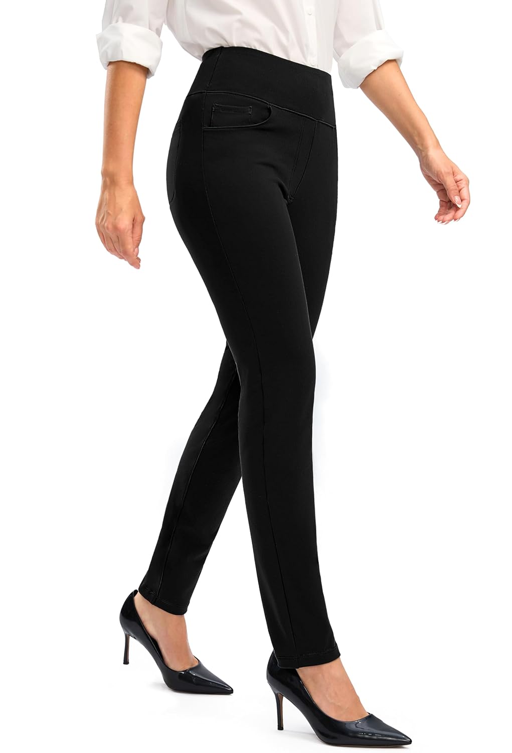 Rammus Womens High Waist Dress Pants with Pockets Business Casual Work Pants for Women Stretchy Skinny Slacks for