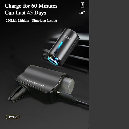 Miniatura 5 de Ambientador inteligente para automóvil, 3 niveles de intensidad ajustable, difusor de aroma recargable, difusor de aroma ajustable, 220 mAh