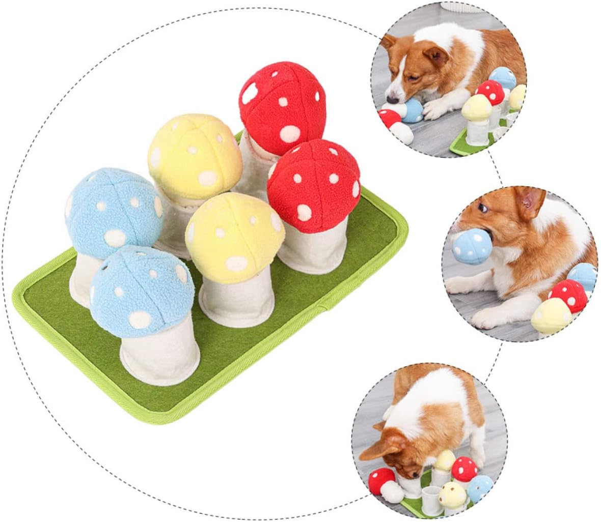 INOOMP Interactive Slow Feed Dog Mushroom Shape for Bite Chew Training Safe Non Toxic Enrichment Mat for Sniffing and Dental Cleaning Lightweight Portable Pet Slow Eating Snack Feeding