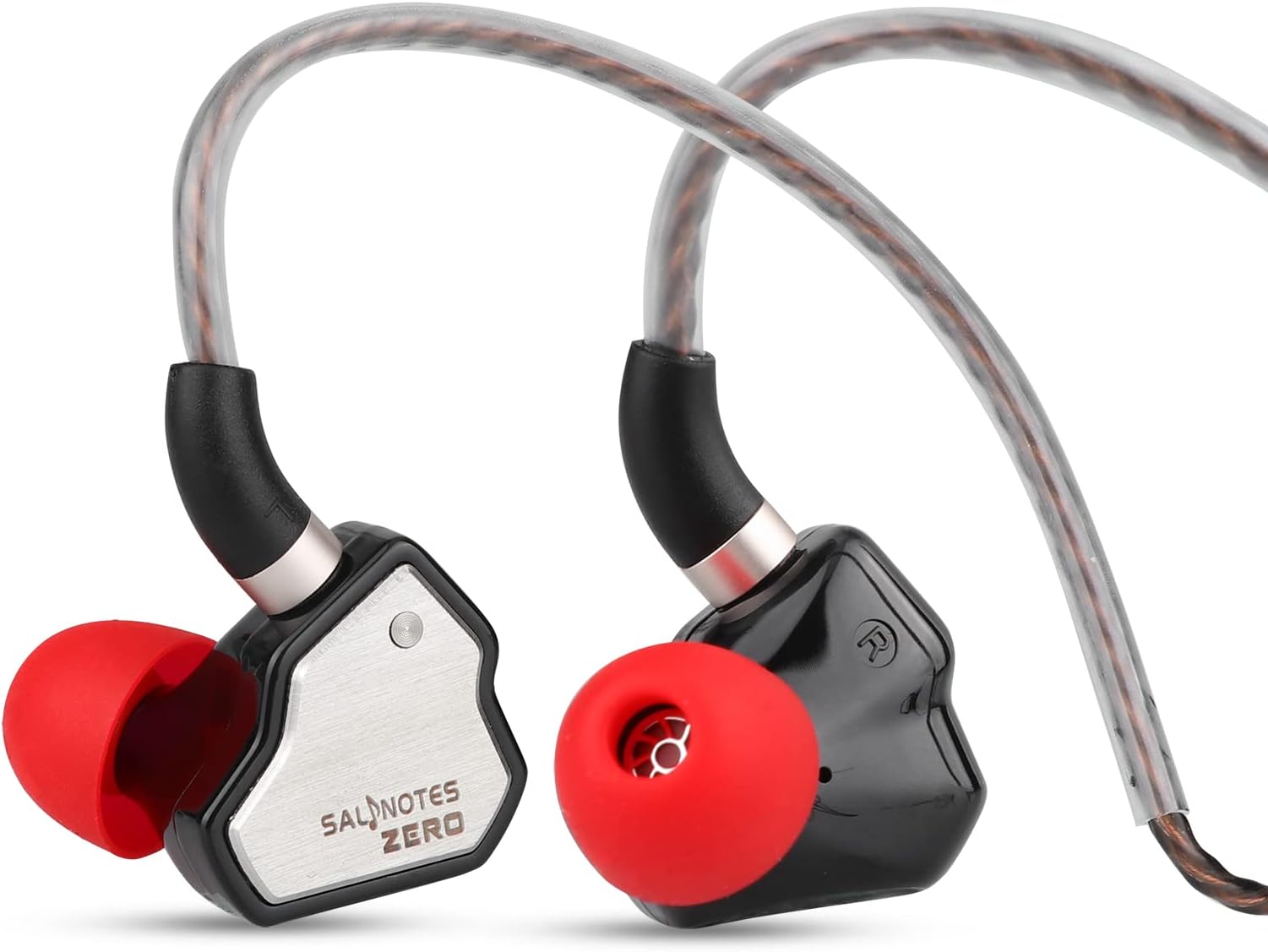 7Hz Salnotes Zero HiFi 10mm Dynamic Driver In-Ear Earphone IEM with Metal Composite Diaphragm Stainless Steel Faceplate Detachable 2Pin OFC Cable (Black, Without Mic)