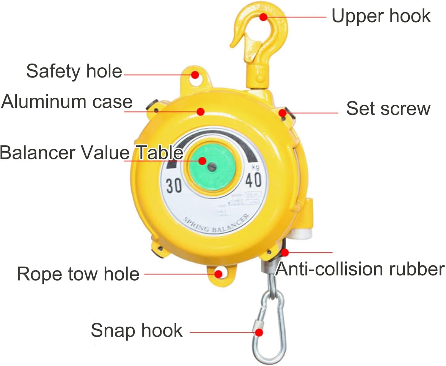 Retractable Spring Balancer 1.5m Cable with Self-Locking Hook - Multifunctional Tool for Workshop & Automotive Equipment (Capacity: 5-9kg)